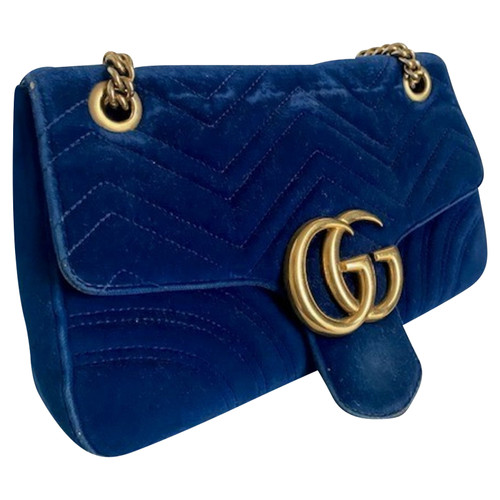 GUCCI Femme Marmont Bag en Daim en Bleu