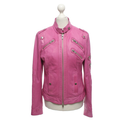 SCHYIA Jacke/Mantel aus Leder in Rosa / Pink