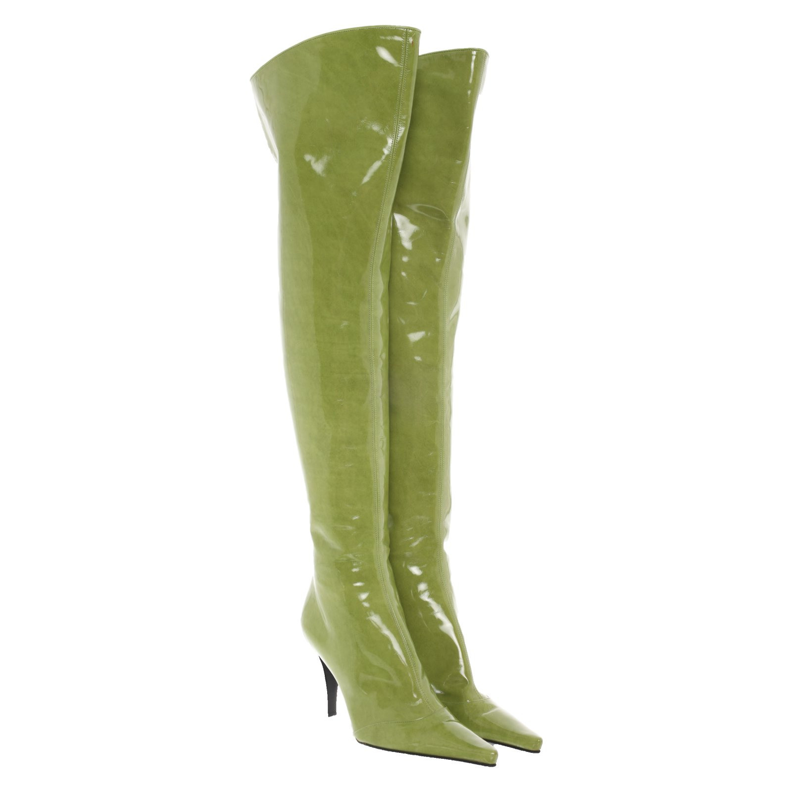 SERGIO ROSSI Damen Stiefel aus Leder in Grün Größe: EU 37