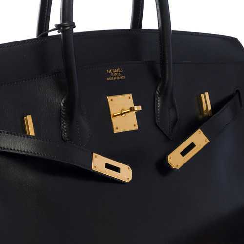 HERMÈS Women's Birkin Bag 35 aus Leder in Schwarz