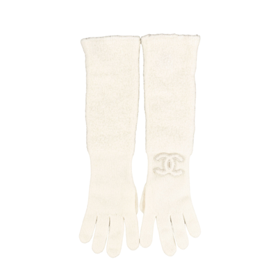 Chanel Handschuhe aus Wolle in Weiß