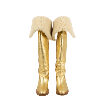 Céline Boots Leather in Gold