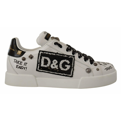 DOLCE & GABBANA Dames Sneakers aus Leder in Weiß