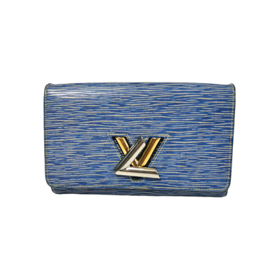 Louis Vuitton Twist Chain Wallet Leer in Blauw