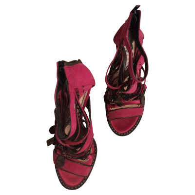 John Galliano Sandals Leather in Red