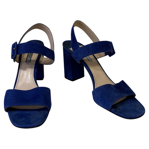 PRADA Damen Sandalen aus Wildleder in Blau Größe: EU 42