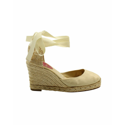 Christian Louboutin Wedges aus Canvas in Nude