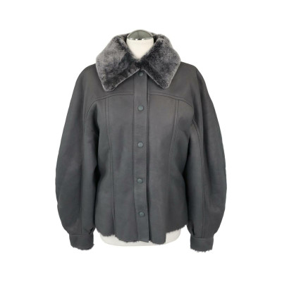Alberta Ferretti Jacket/Coat Leather in Grey