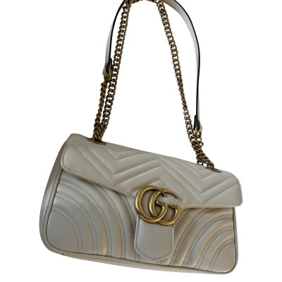 Gucci GG Marmont Flap Bag Small Leer in Crème