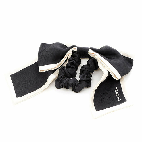 Chanel Hair Accessory Silk Twill Black & Ivory - NOBLEMARS