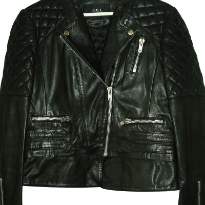 Set Jacket/Coat Leather in Black