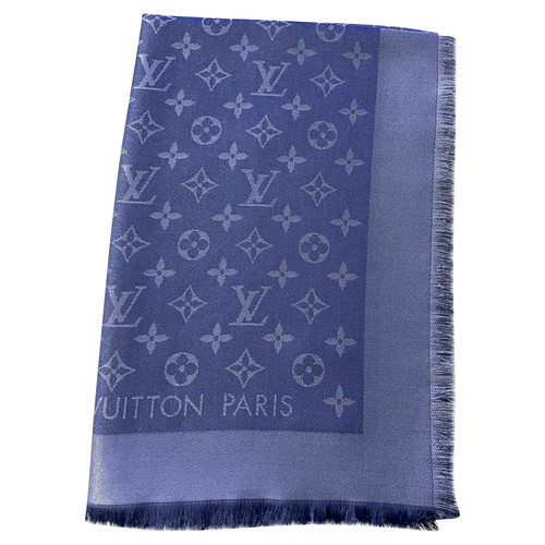 LOUIS VUITTON Damen Monogram Shine Tuch aus Seide in Blau
