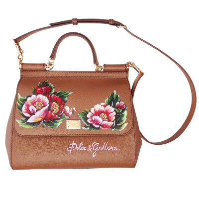 Dolce & Gabbana Sicily Bag aus Leder in Braun