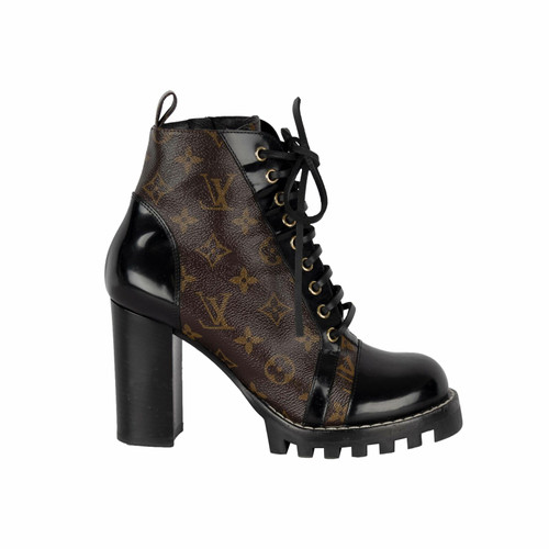 LOUIS VUITTON Women's Boots Leather in Brown Size: EU 39