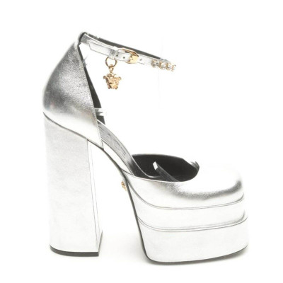 Versace Pumps/Peeptoes Leather in Silvery