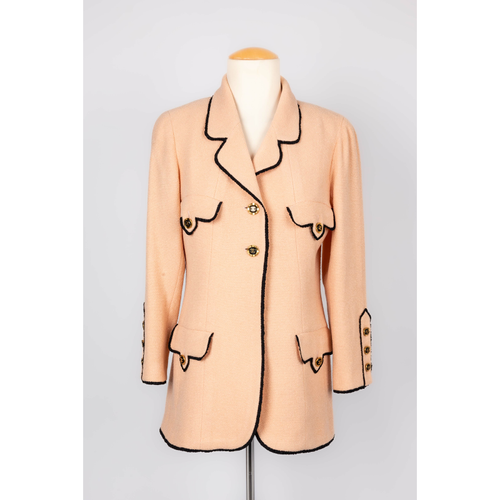 CHANEL Damen Jacke/Mantel aus Wolle in Orange Größe: FR 36
