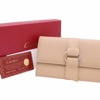 Cartier Täschchen/Portemonnaie aus Leder in Creme