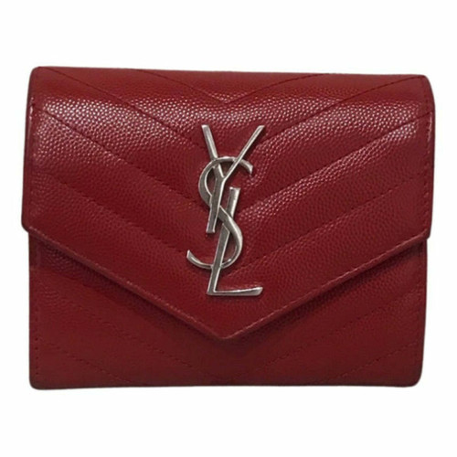 SAINT LAURENT Damen Cassandre Envelop Wallet aus Leder in Rot