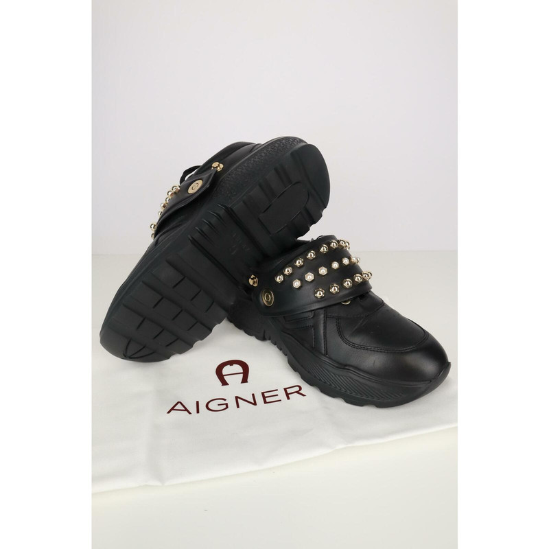 AIGNER Damen Sneakers aus Leder in Schwarz Gr e EU 37