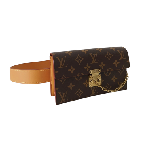 LOUIS VUITTON Femme S Lock Belt Pouch en Toile en Marron