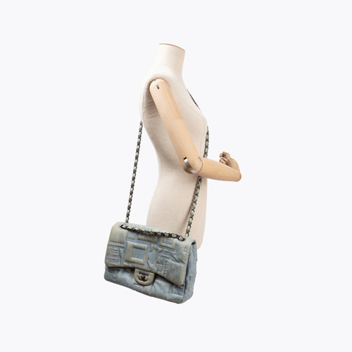 Chanel Denim Perfume Embroidered Medium Flap Bag w/ Tags - Blue
