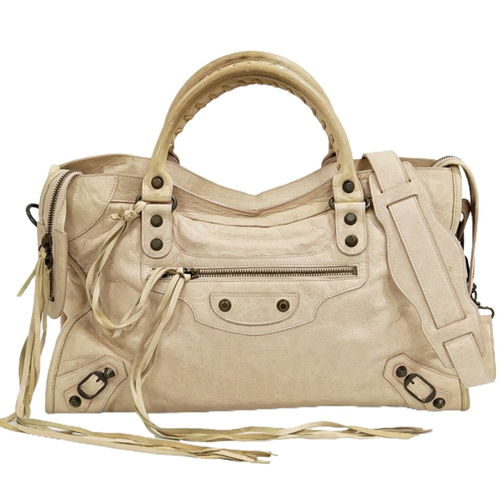 BALENCIAGA Women's City Bag Leather in Beige | Second Hand