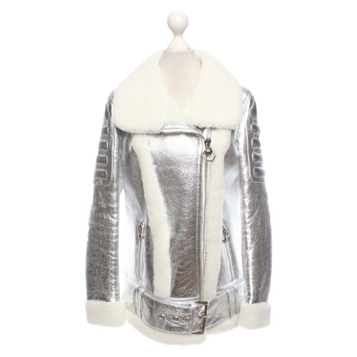 PHILIPP PLEIN Women's Jacke/Mantel aus Pelz in Silbern