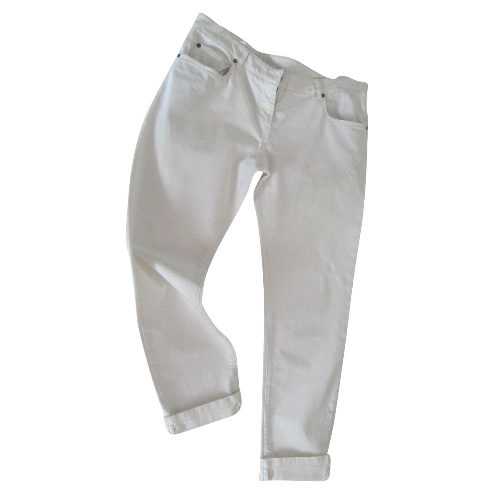 Brunello Cucinelli Trousers Jeans fabric in White - Second Hand 
