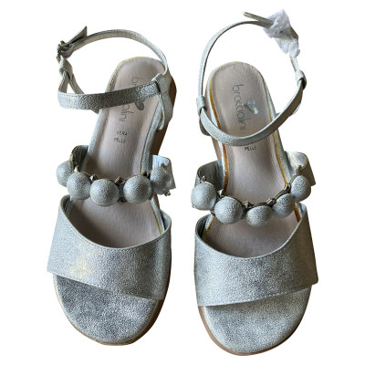 Braccialini Sandalen aus Leder in Silbern