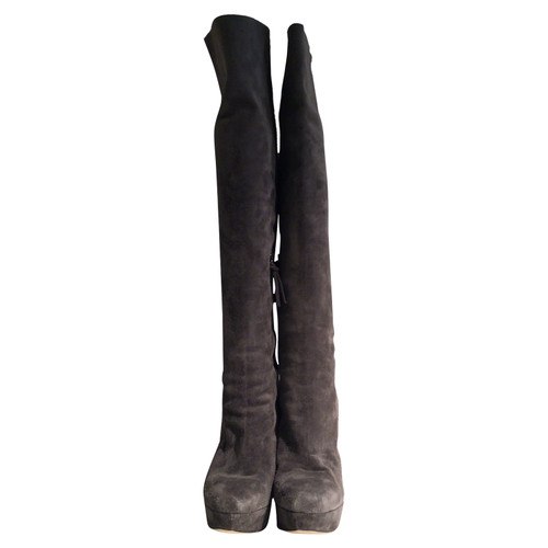 MIU MIU Women's Stiefel aus Wildleder in Grau Size: EU 37,5