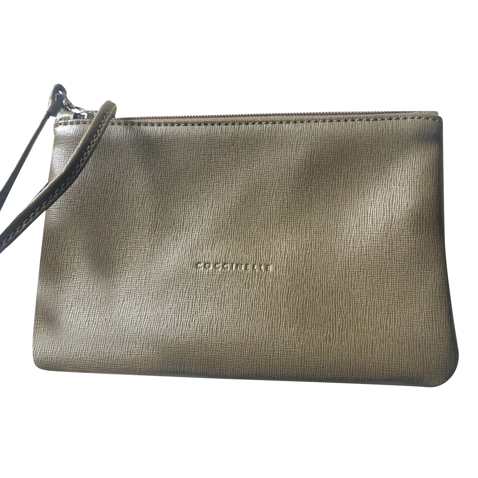 COCCINELLE Women's Clutch Bag Leather in Beige | Second Hand