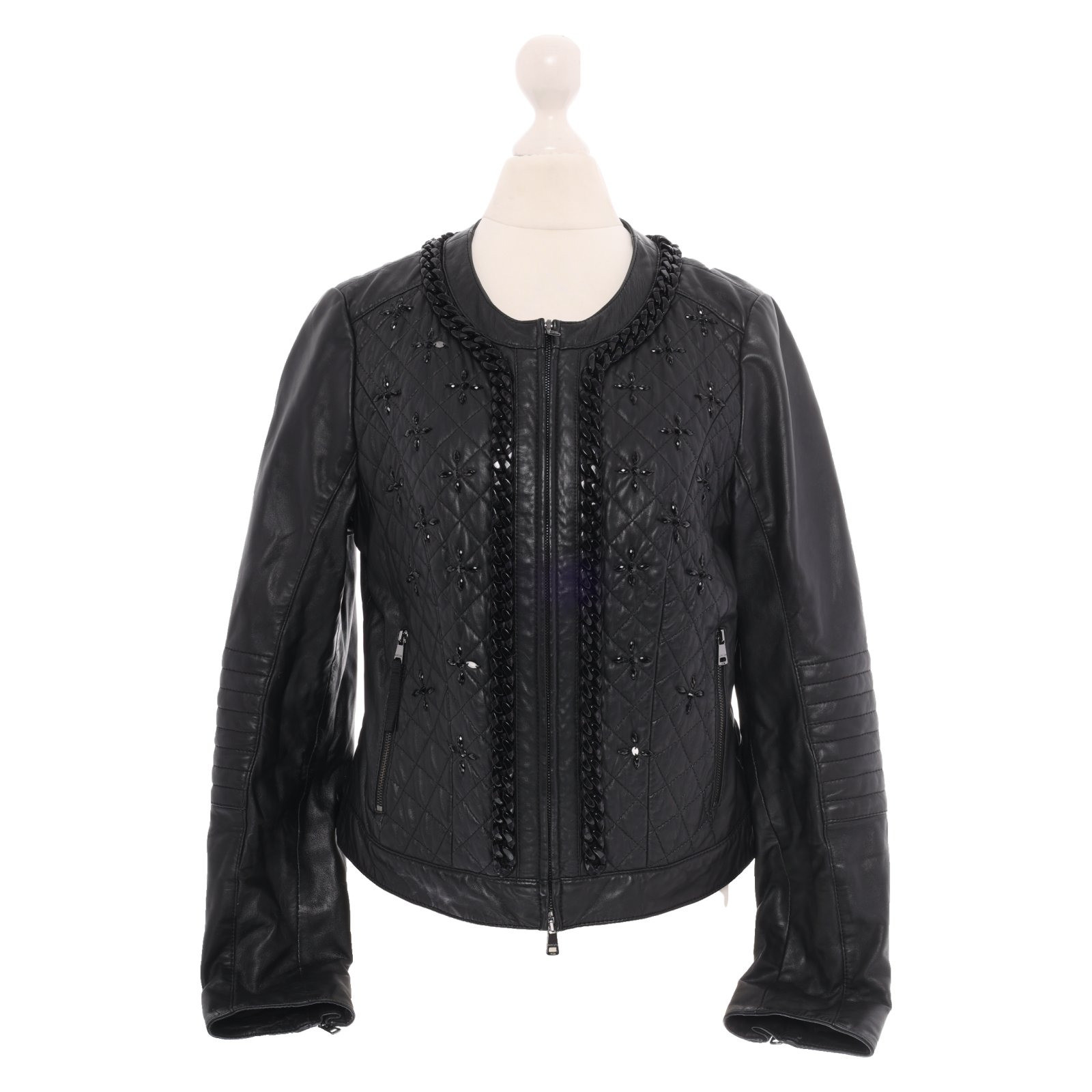 MARC CAIN Women's Jacket/Coat Leather in Black Size: DE 38
