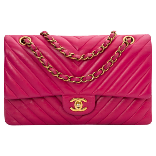 CHANEL Damen Flap Bag aus Leder in Rosa / Pink