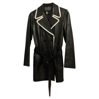 Salvatore Ferragamo Jacket/Coat Leather in Black