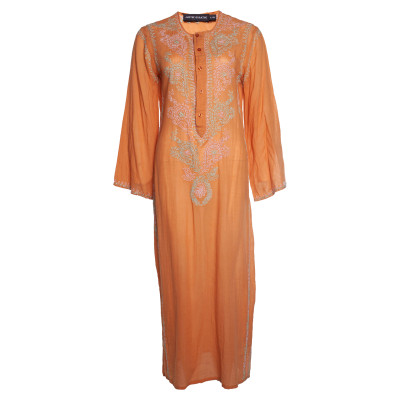 Antik Batik Kleid aus Baumwolle in Orange