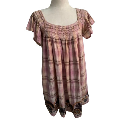 Antik Batik Kleid aus Baumwolle in Rosa / Pink