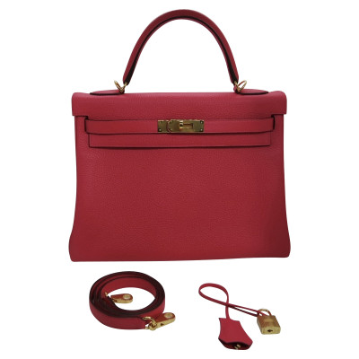 Hermès Kelly Bag 32 aus Leder in Rosa / Pink