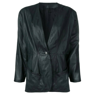 Versace Jacket/Coat Leather in Petrol