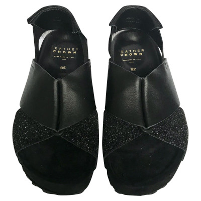 Leather Crown Sandals Leather in Black