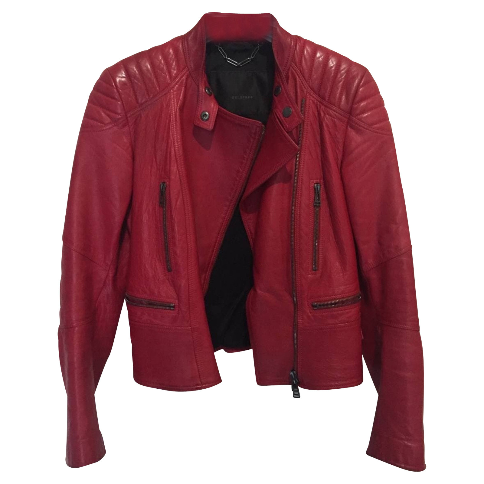 Un pan Viscoso pueblo BELSTAFF Women's Jacke/Mantel aus Leder in Rot Size: UK 10