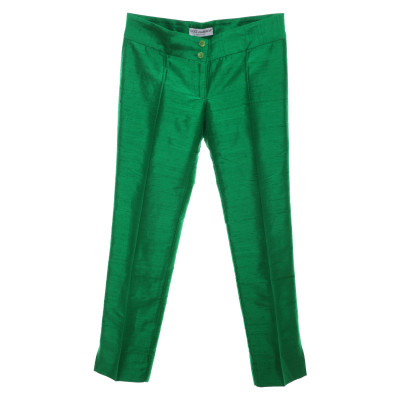 Dolce & Gabbana Paire de Pantalon en Soie en Vert