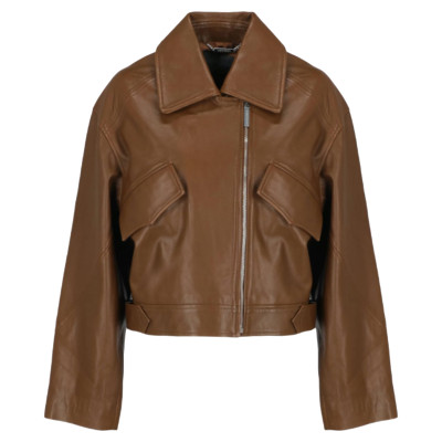 Alberta Ferretti Jacket/Coat Leather in Ochre