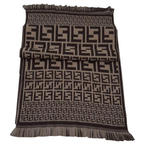 FENDI Women's Scarf/Shawl Wool in Brown | Second Hand