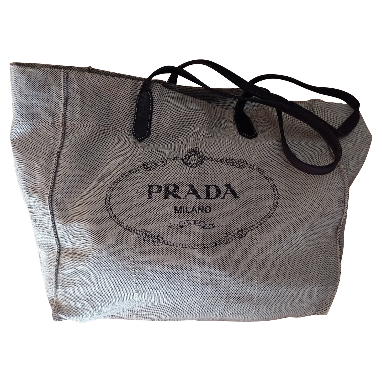 Prada Tote Bag aus Canvas in Grau - Second Hand Prada Tote Bag aus Canvas  in Grau buy used for 280€ (7924670)