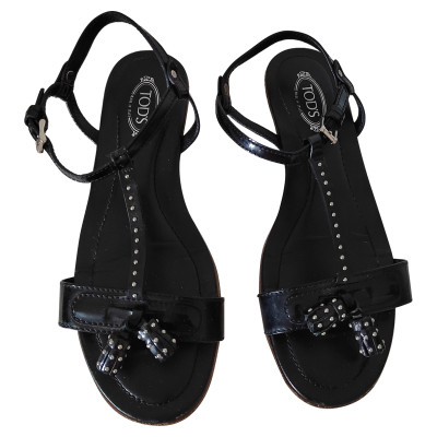 Tod's Sandals Patent leather in Black