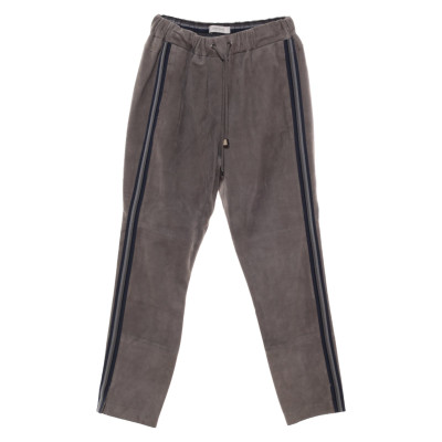Steven-K Trousers Leather in Taupe