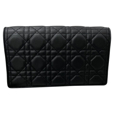 Christian Dior Cannage Clutch Leather in Black