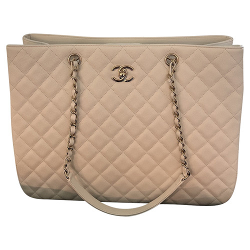 CHANEL Donna Grand Shopping Tote in Pelle in Bianco