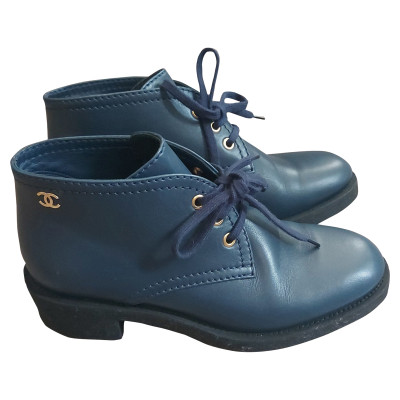 Chanel Lace-up shoes Leather in Blue
