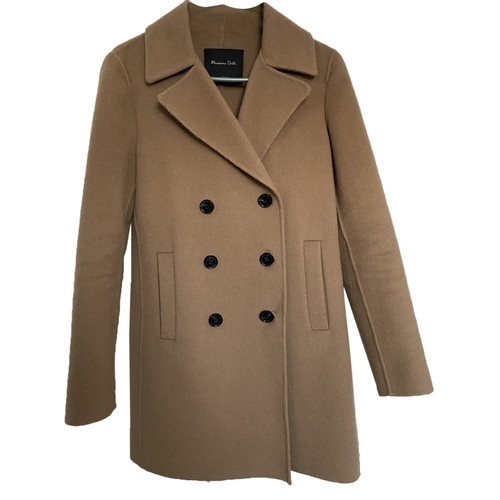 MASSIMO DUTTI Dames Jas/Mantel Wol in Bruin in Maat: US 6